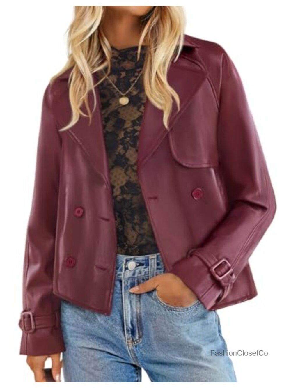 Faux Leather Motorcycle Jacket Button Down Moto Biker Outerwear